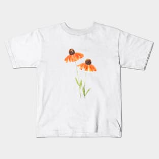 two orange coneflowers watercolor Kids T-Shirt